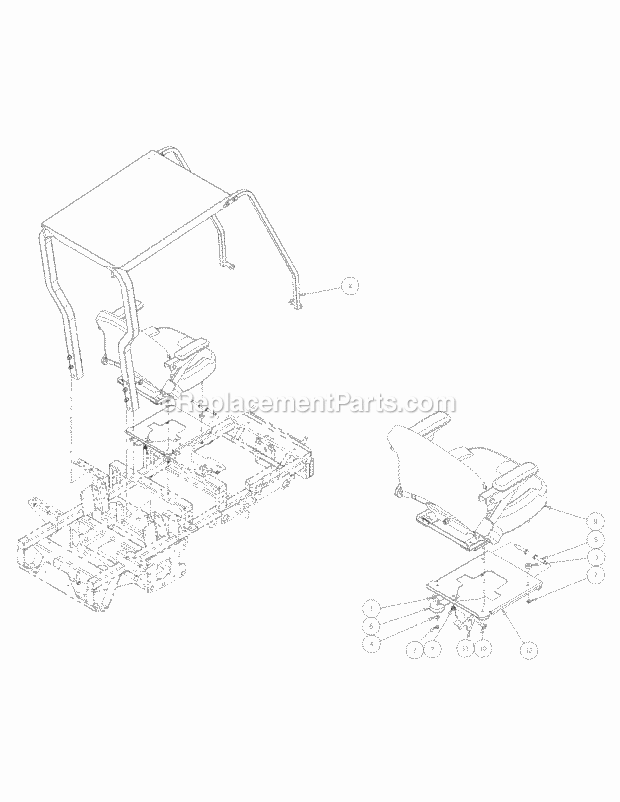 Seat Assembly Diagram and Parts List for M72-CT 53AB5JEZ750 Cub Cadet Sprayer